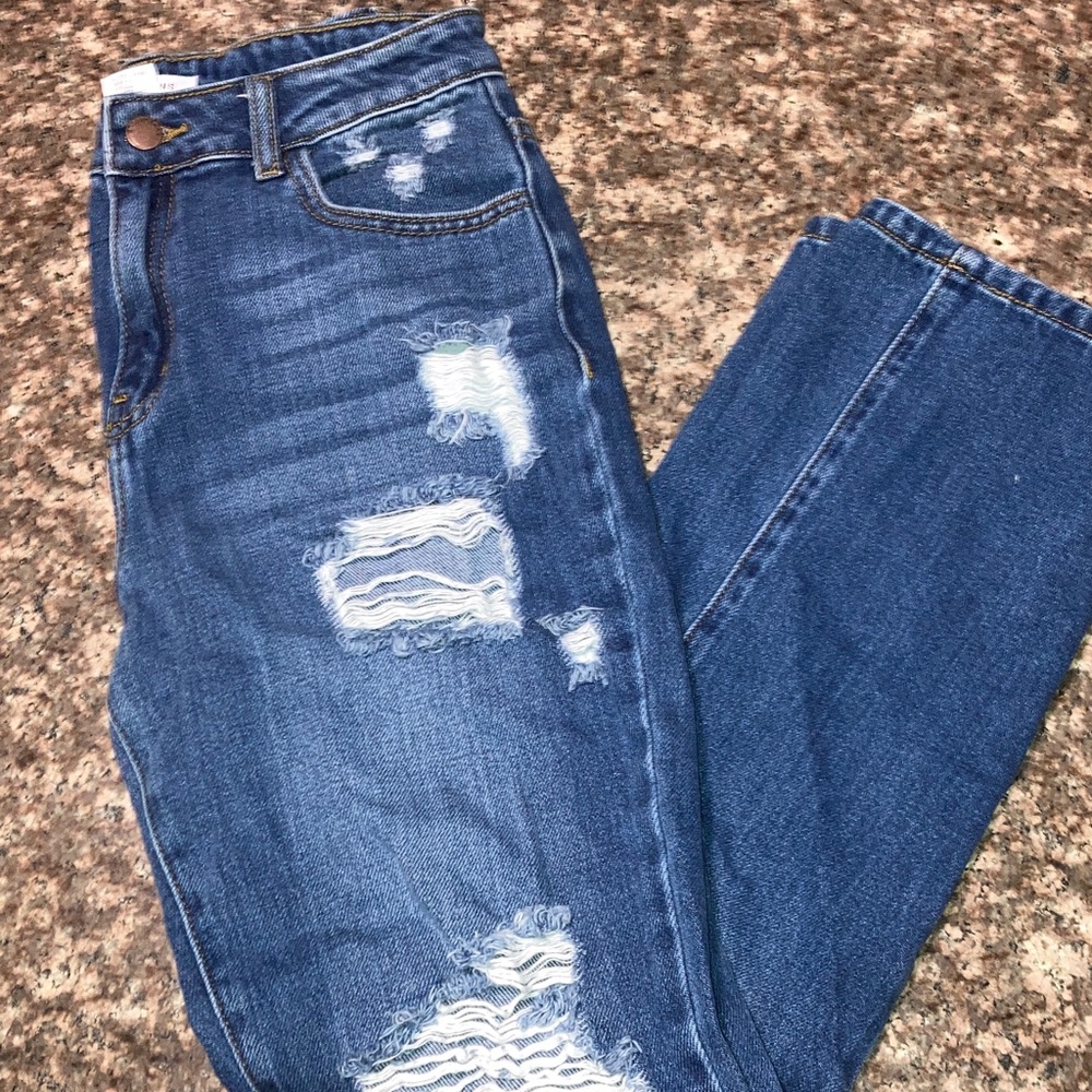 Encore Jeans Women's Distressed Blue Skinny Jeans